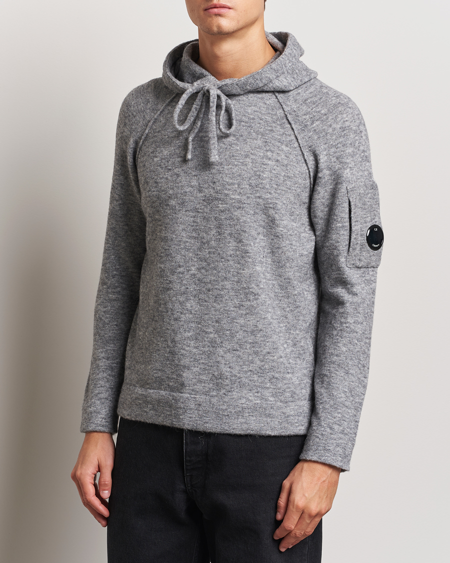 Men | Sweaters & Knitwear | C.P. Company | Alpaca/Wool Lens Hood Grey Melange