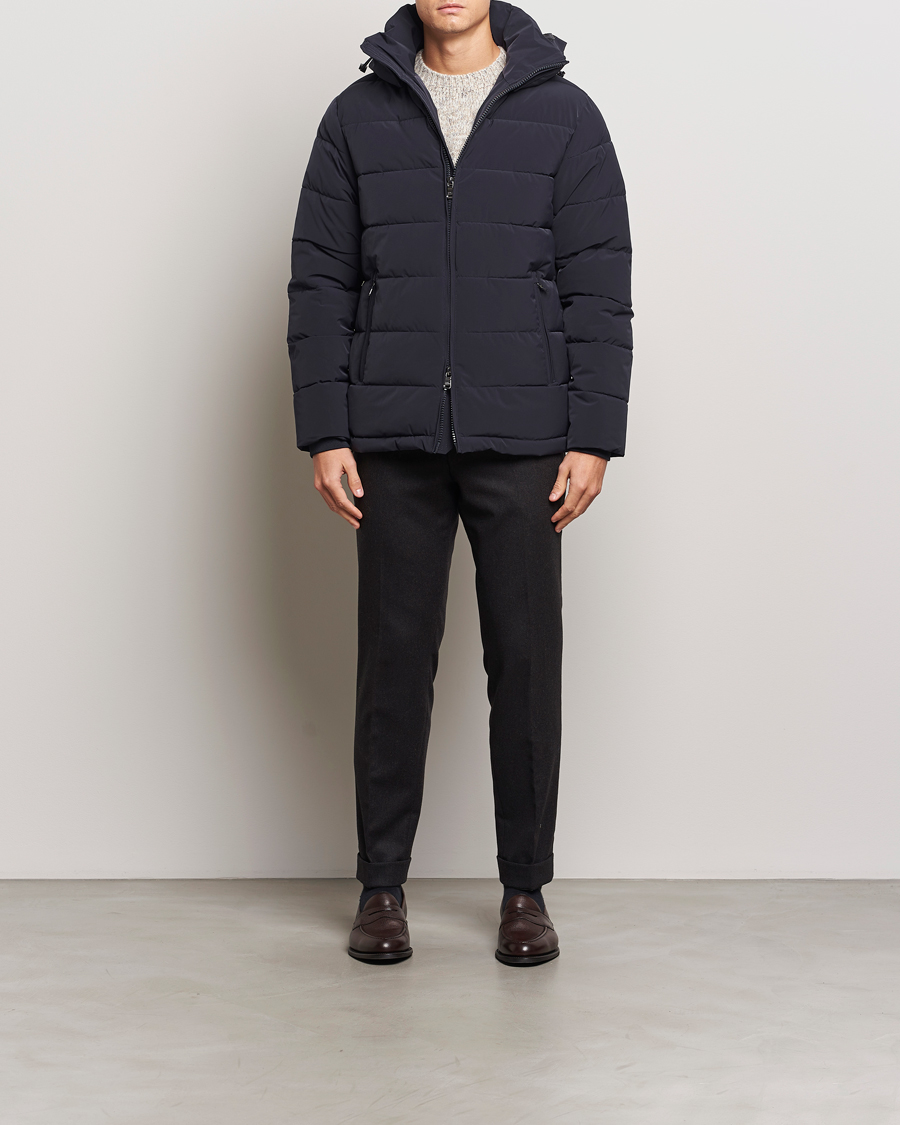 Men | Coats & Jackets | Oscar Jacobson | Hooded Puffer Jacket Navy