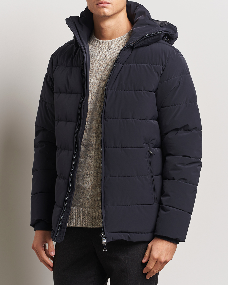Men | Coats & Jackets | Oscar Jacobson | Hooded Puffer Jacket Navy