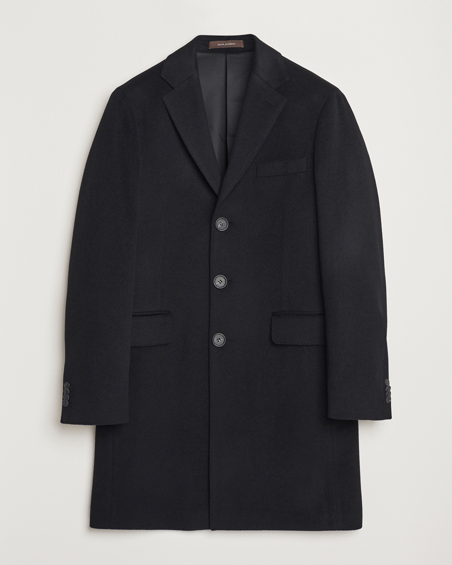 Men | Coats & Jackets | Oscar Jacobson | Sylar Wool/Cashmere Coat Black