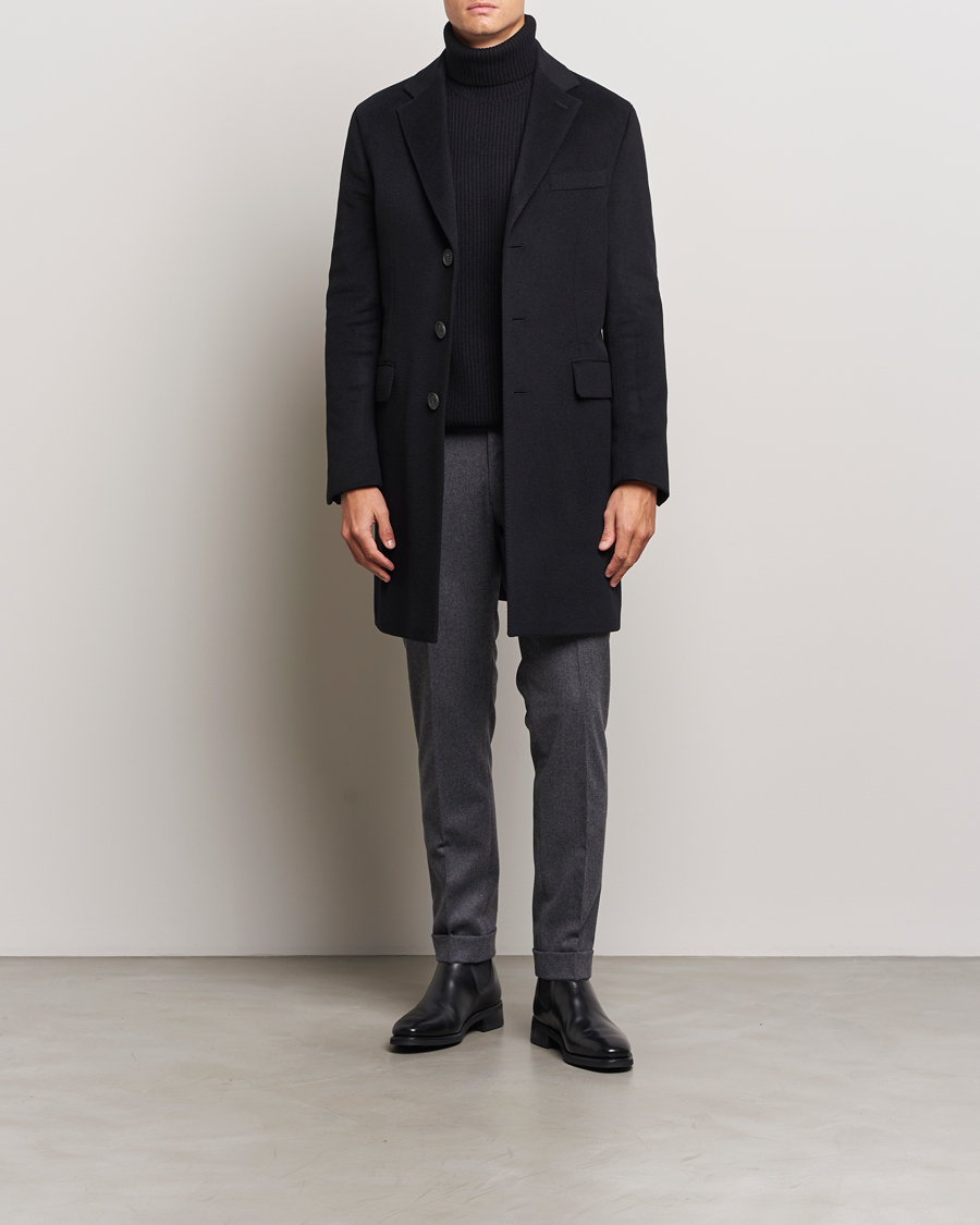 Men | Coats & Jackets | Oscar Jacobson | Sylar Wool/Cashmere Coat Black