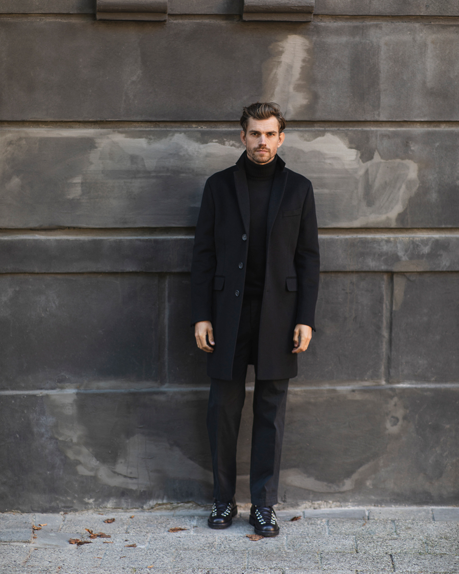 Men | Coats & Jackets | Oscar Jacobson | Sylar Wool/Cashmere Coat Black
