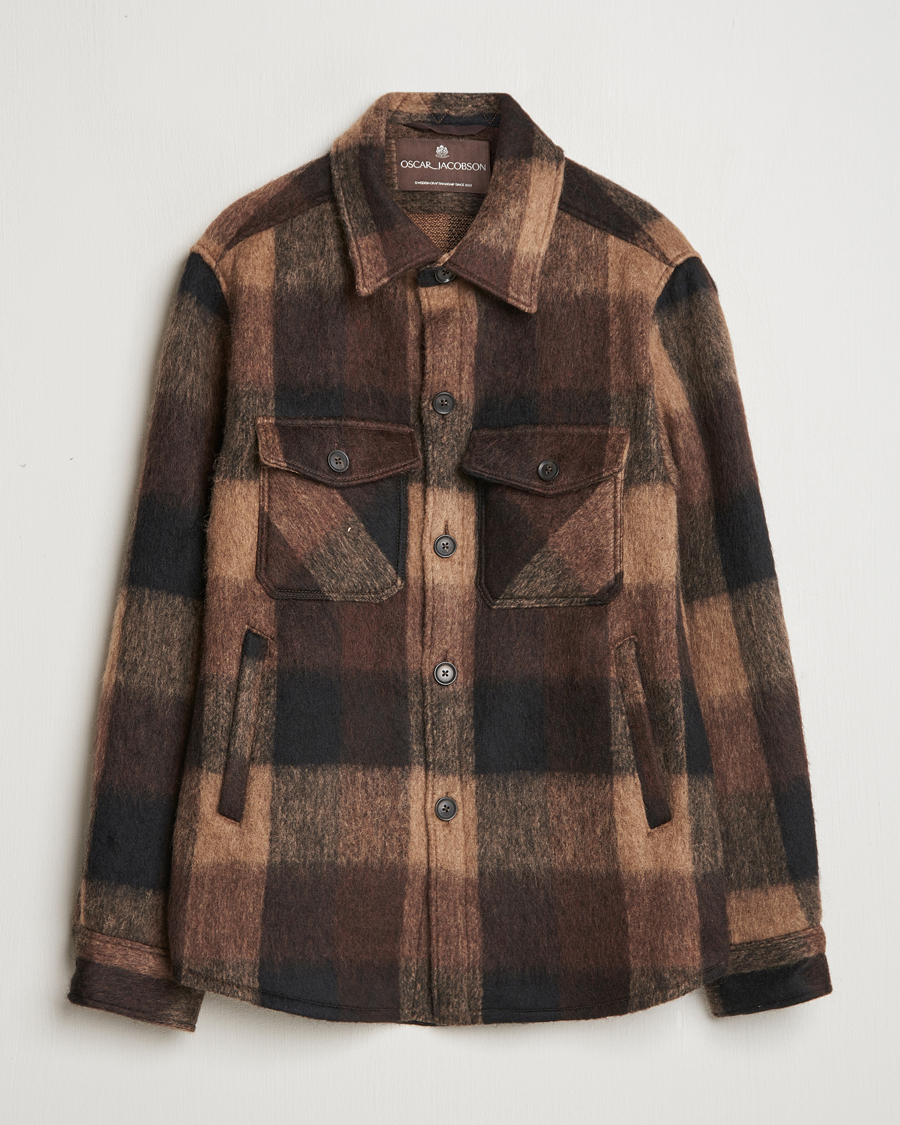 Men | Coats & Jackets | Oscar Jacobson | Maverick Checked Shirt Jacket Brown