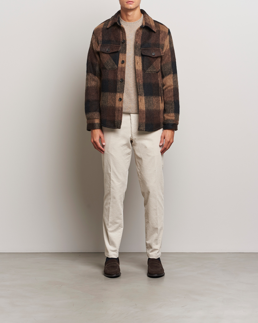 Men | Coats & Jackets | Oscar Jacobson | Maverick Checked Shirt Jacket Brown