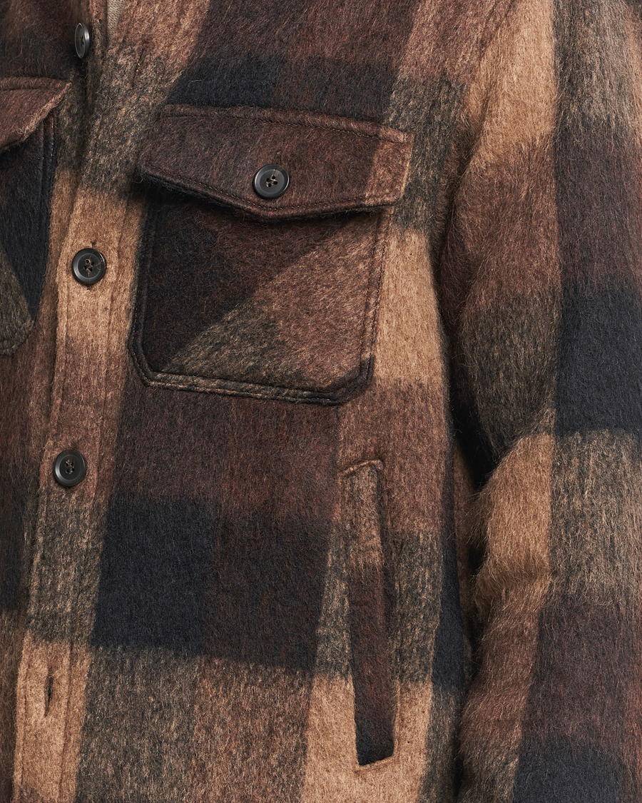 Men | Coats & Jackets | Oscar Jacobson | Maverick Checked Shirt Jacket Brown