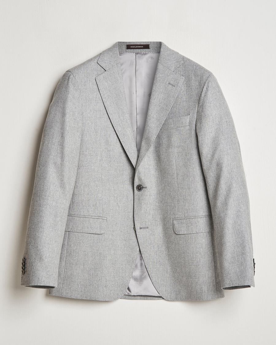 Men | Blazers | Oscar Jacobson | Fogerty Flannel Blazer Light Grey