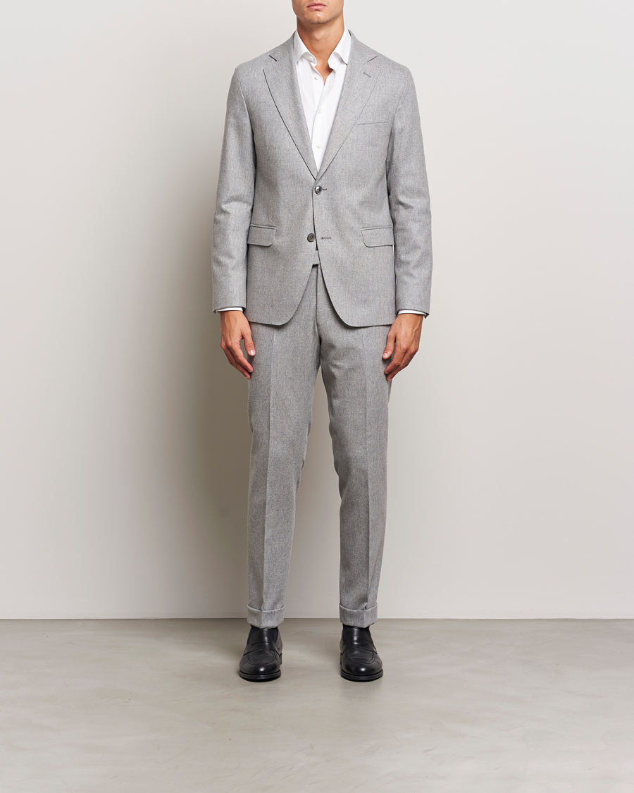 Men | Blazers | Oscar Jacobson | Fogerty Flannel Blazer Light Grey