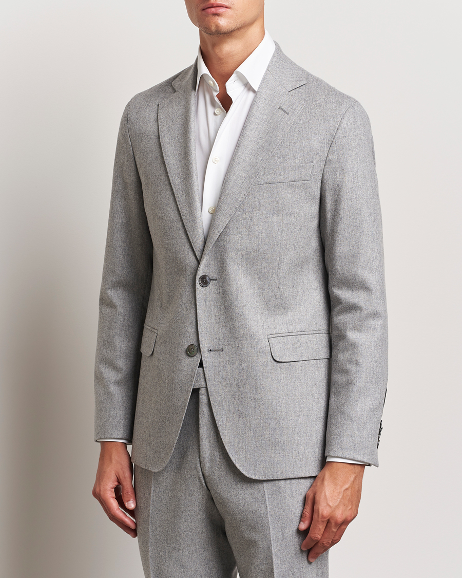 Men | Blazers | Oscar Jacobson | Fogerty Flannel Blazer Light Grey