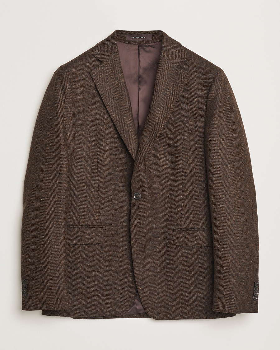 Men | Blazers | Oscar Jacobson | Fogerty Moon Herringbone Tweed Blazer Brown