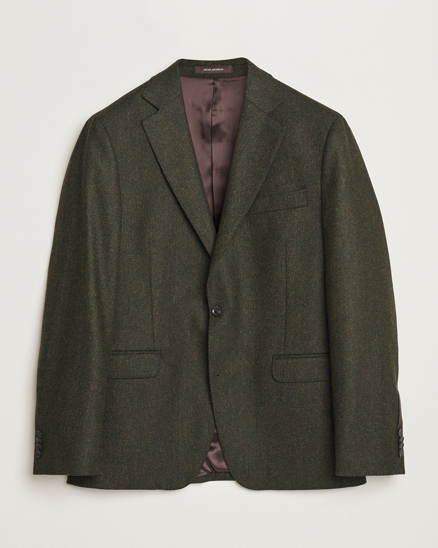 Men | Blazers | Oscar Jacobson | Fogerty Moon Herringbone Tweed Blazer Green