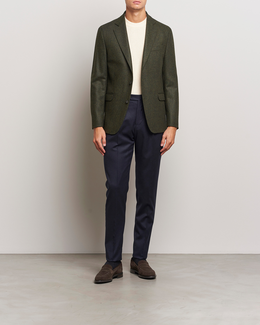 Men | Blazers | Oscar Jacobson | Fogerty Moon Herringbone Tweed Blazer Green