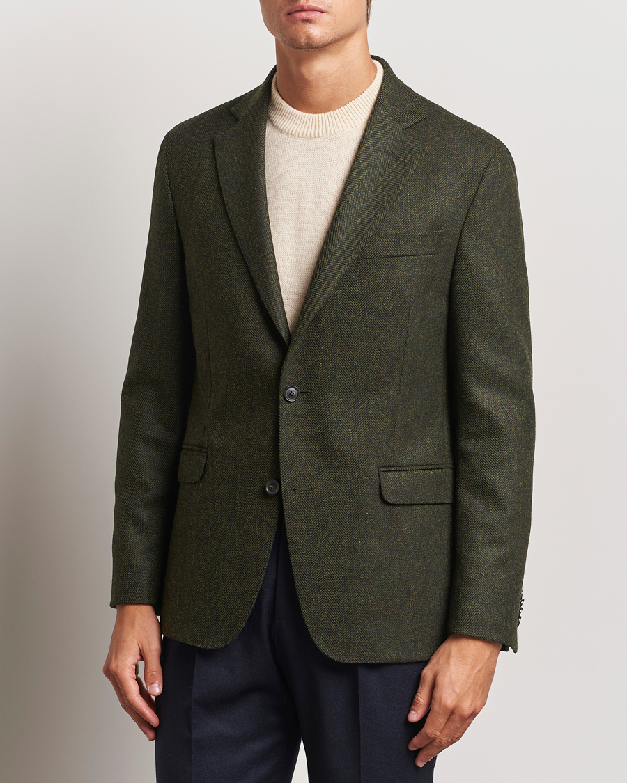 Men | Blazers | Oscar Jacobson | Fogerty Moon Herringbone Tweed Blazer Green