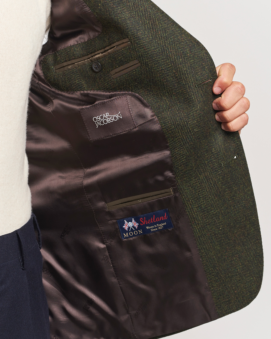 Men | Blazers | Oscar Jacobson | Fogerty Moon Herringbone Tweed Blazer Green