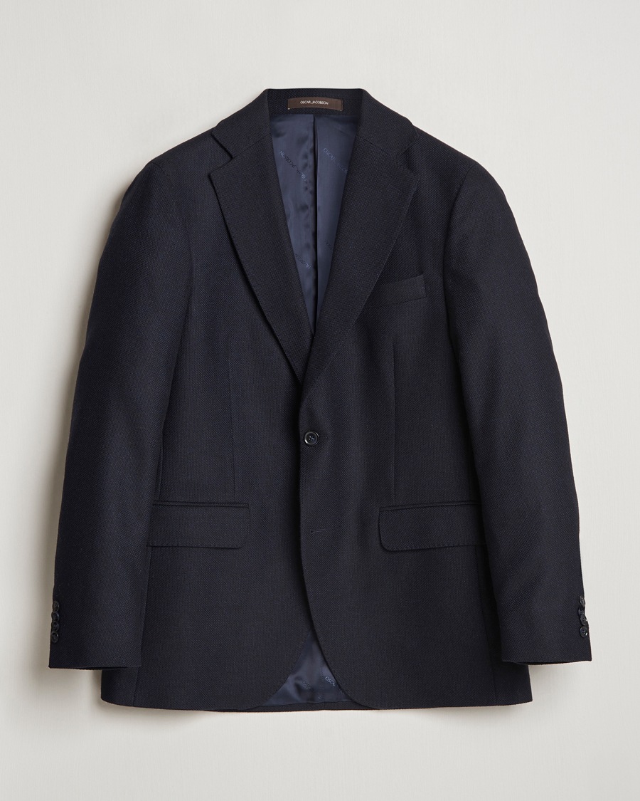 Men | Blazers | Oscar Jacobson | Fogerty Wool Hopsack Blazer Navy