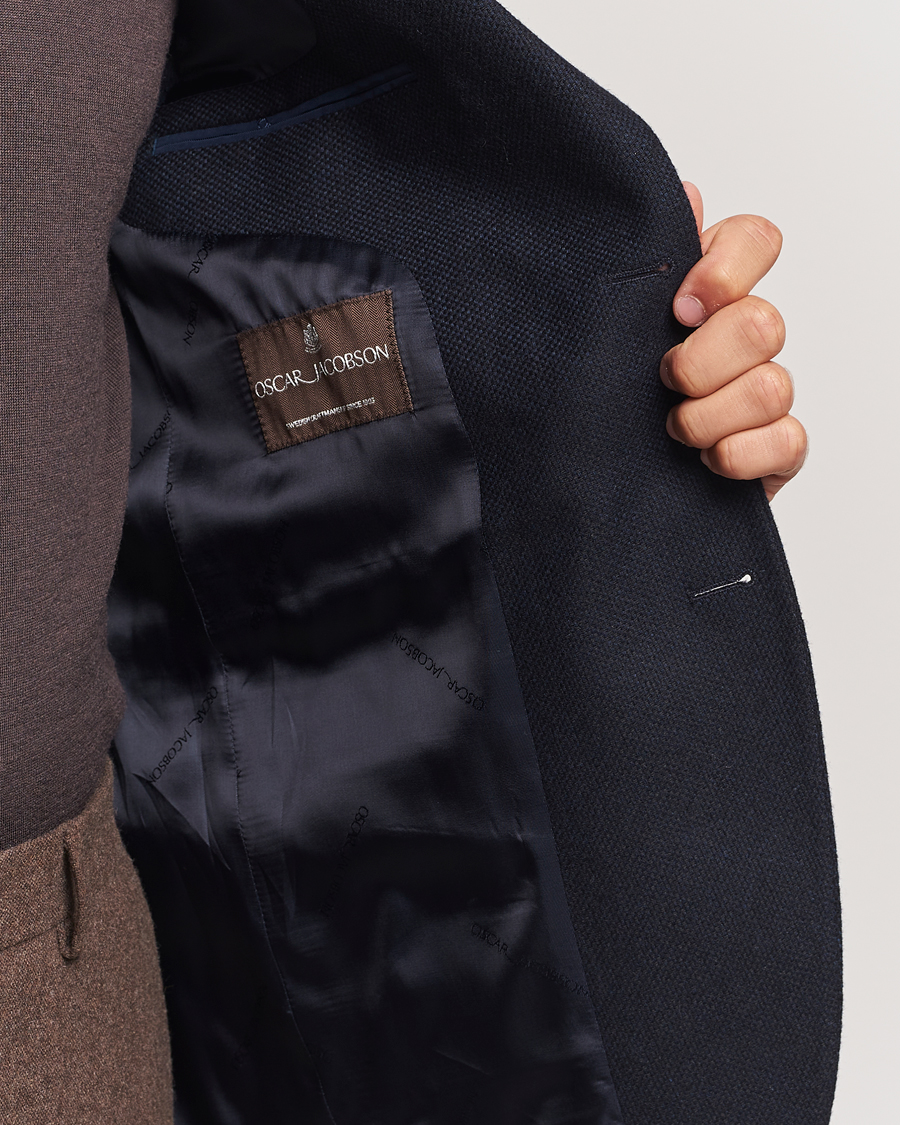 Men | Blazers | Oscar Jacobson | Fogerty Wool Hopsack Blazer Navy