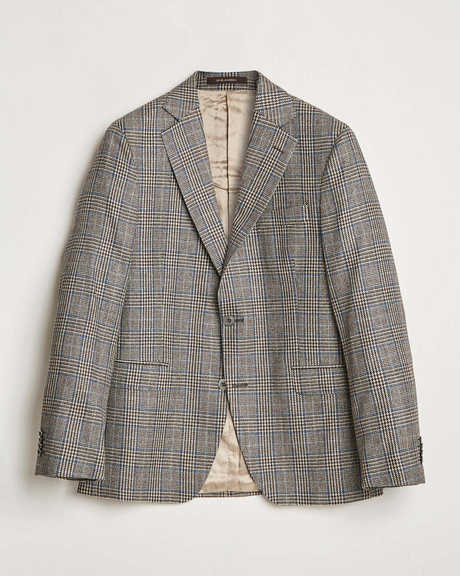 Men | Blazers | Oscar Jacobson | Fogerty Prince of Wales Wool Blazer Beige