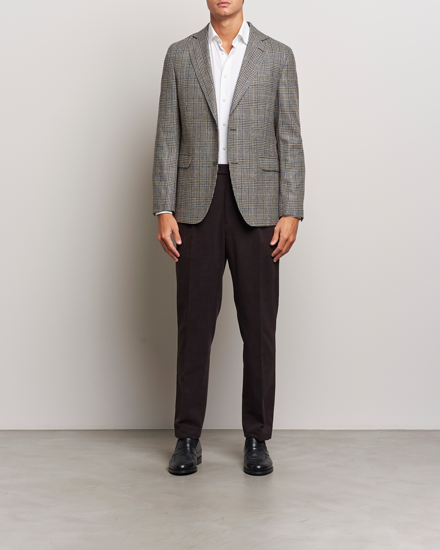 Men | Blazers | Oscar Jacobson | Fogerty Prince of Wales Wool Blazer Beige