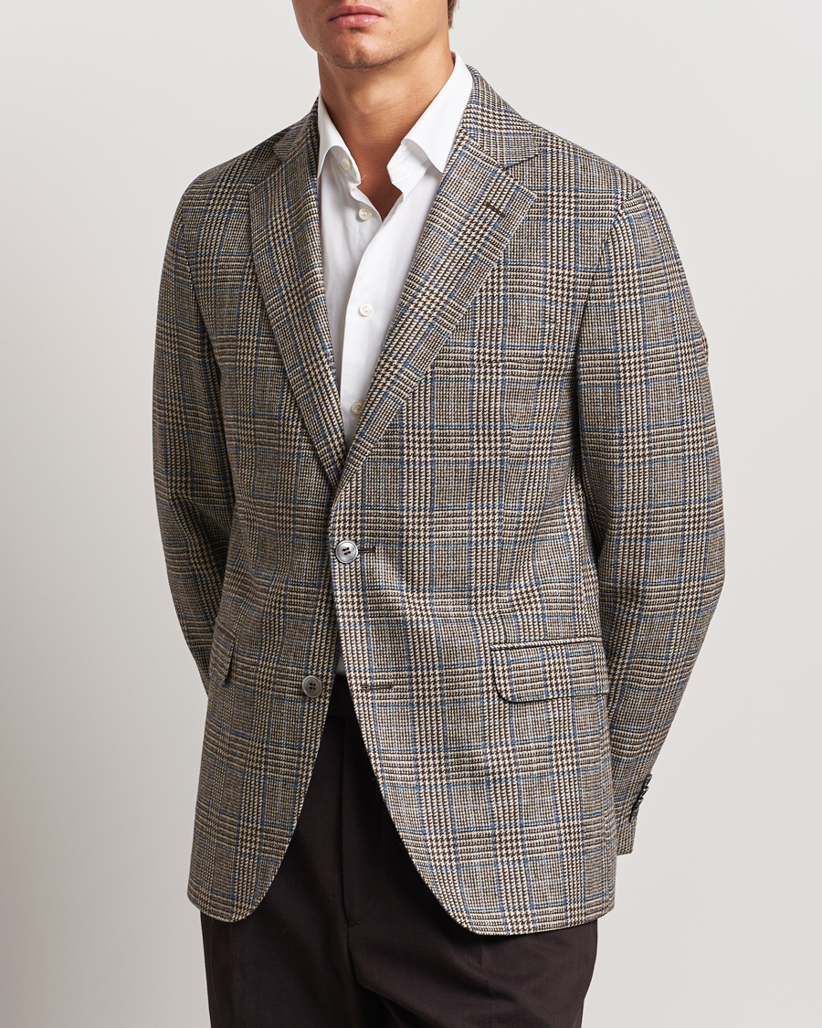 Men | Blazers | Oscar Jacobson | Fogerty Prince of Wales Wool Blazer Beige