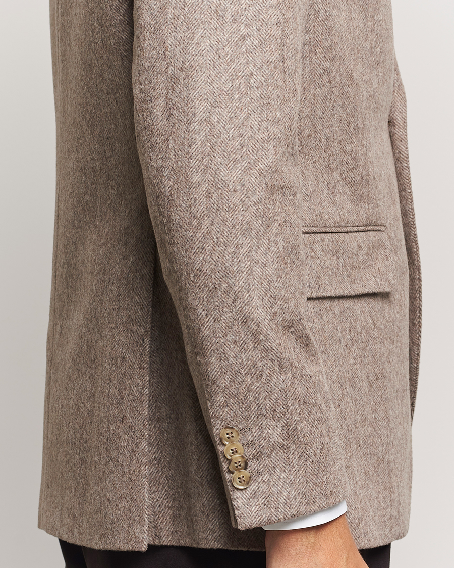 Men | Blazers | Oscar Jacobson | Fogerty Herringbone Wool Blazer Beige