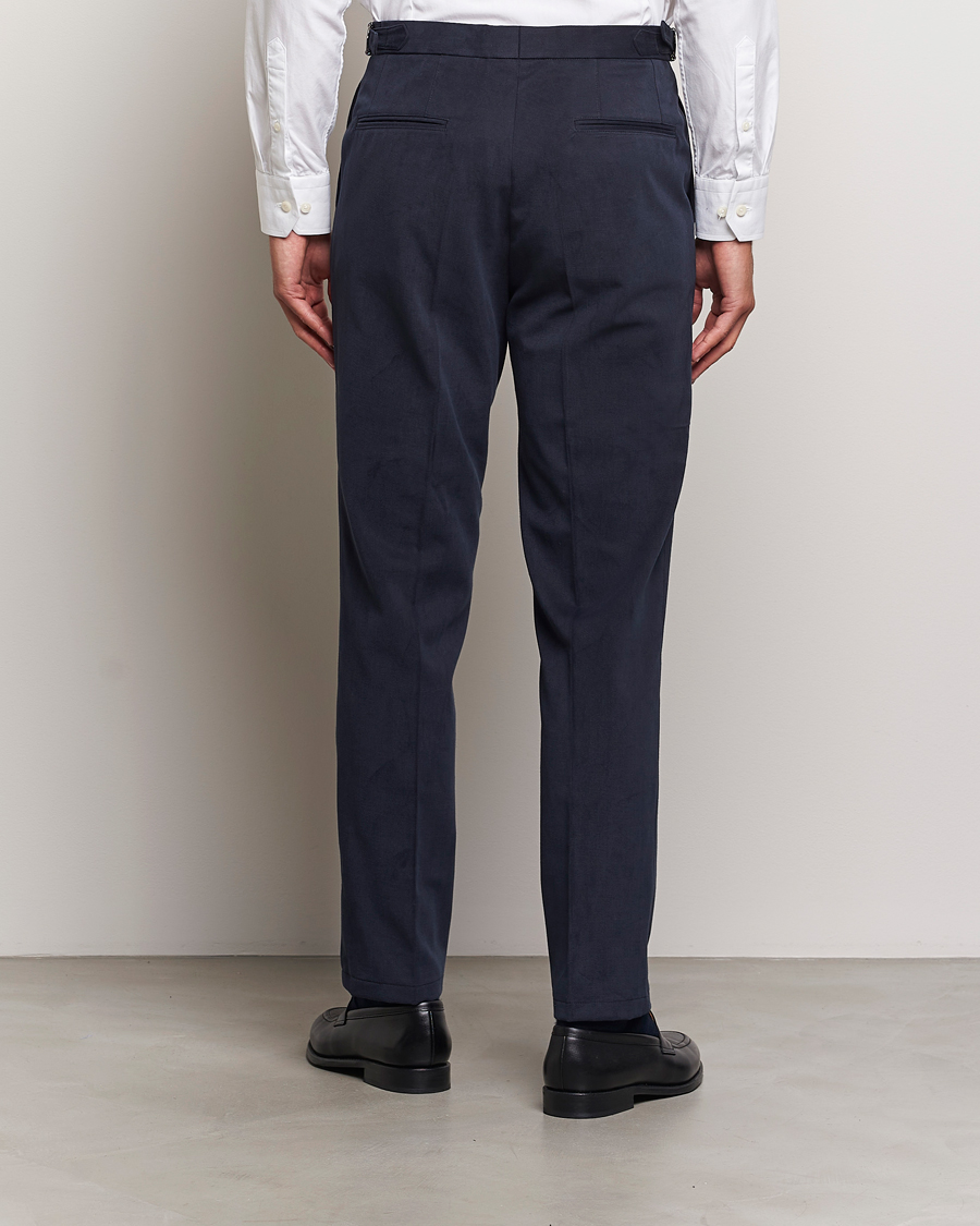 Men | Trousers | Oscar Jacobson | Delon Brushed Cotton Trousers Navy