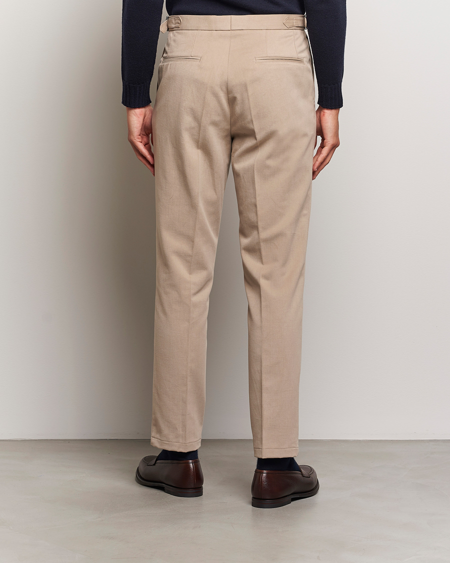 Men | Trousers | Oscar Jacobson | Delon Brushed Cotton Trousers Beige