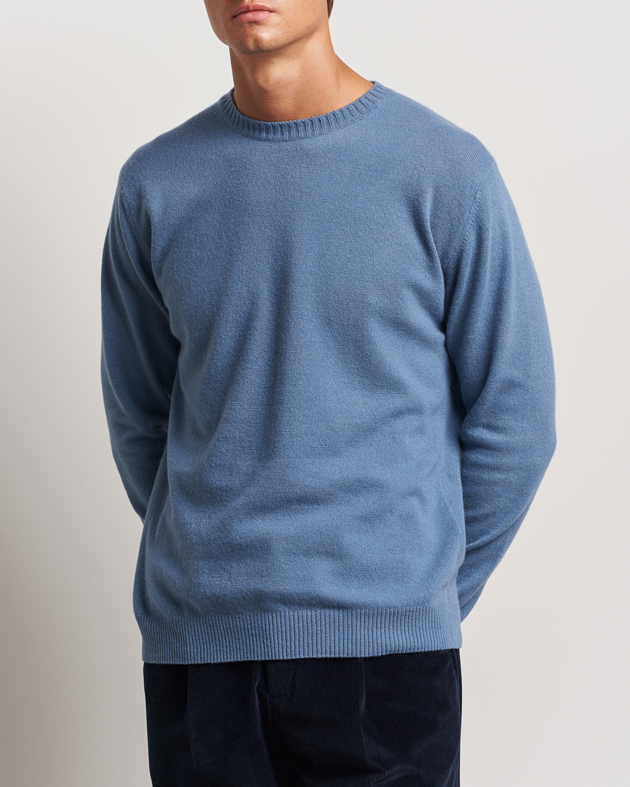 Men | Sweaters & Knitwear | Oscar Jacobson | Valter Wool/Cashmere Round Neck Blue