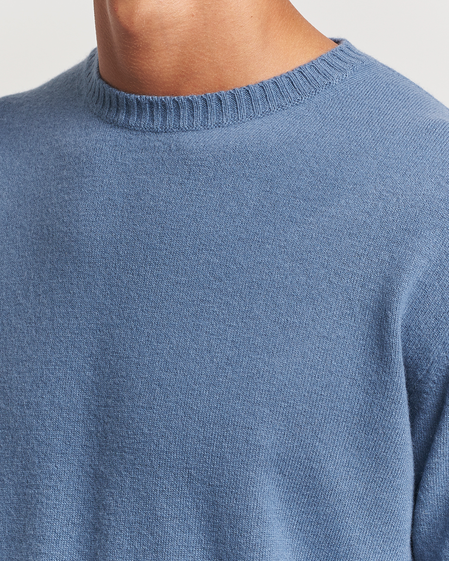 Men | Sweaters & Knitwear | Oscar Jacobson | Valter Wool/Cashmere Round Neck Blue