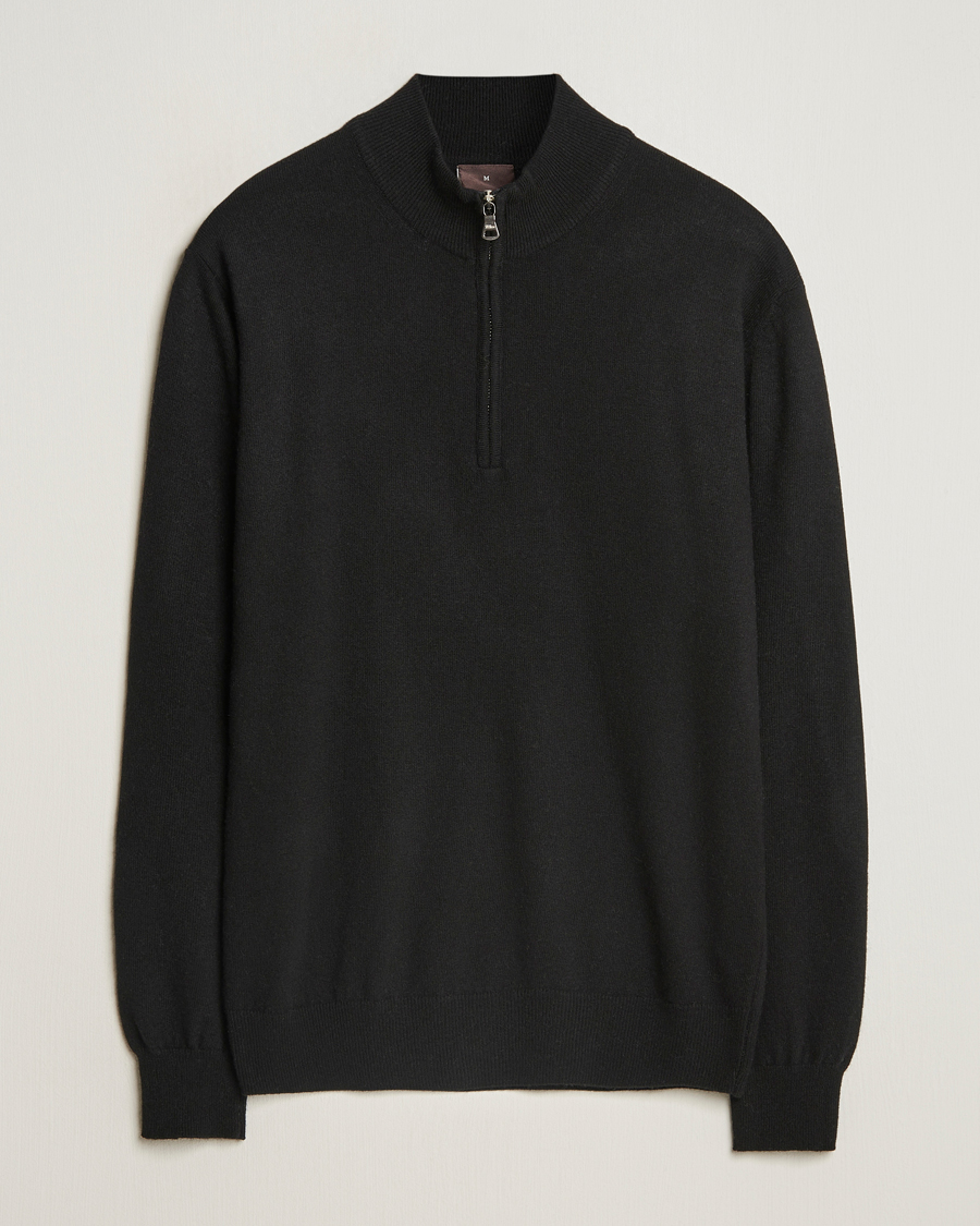 Men | Sweaters & Knitwear | Oscar Jacobson | Patton Wool/Cashmere Half Zip Black