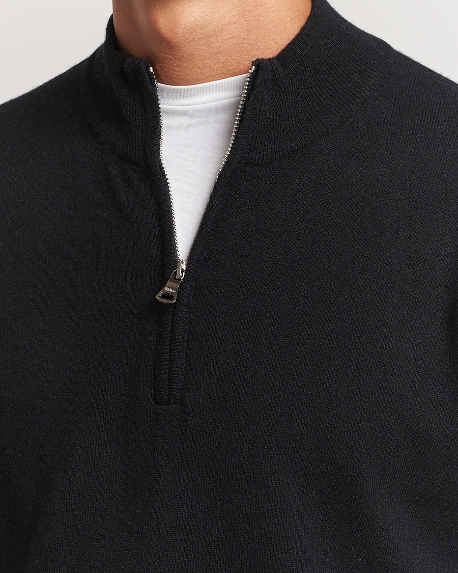 Men | Sweaters & Knitwear | Oscar Jacobson | Patton Wool/Cashmere Half Zip Black
