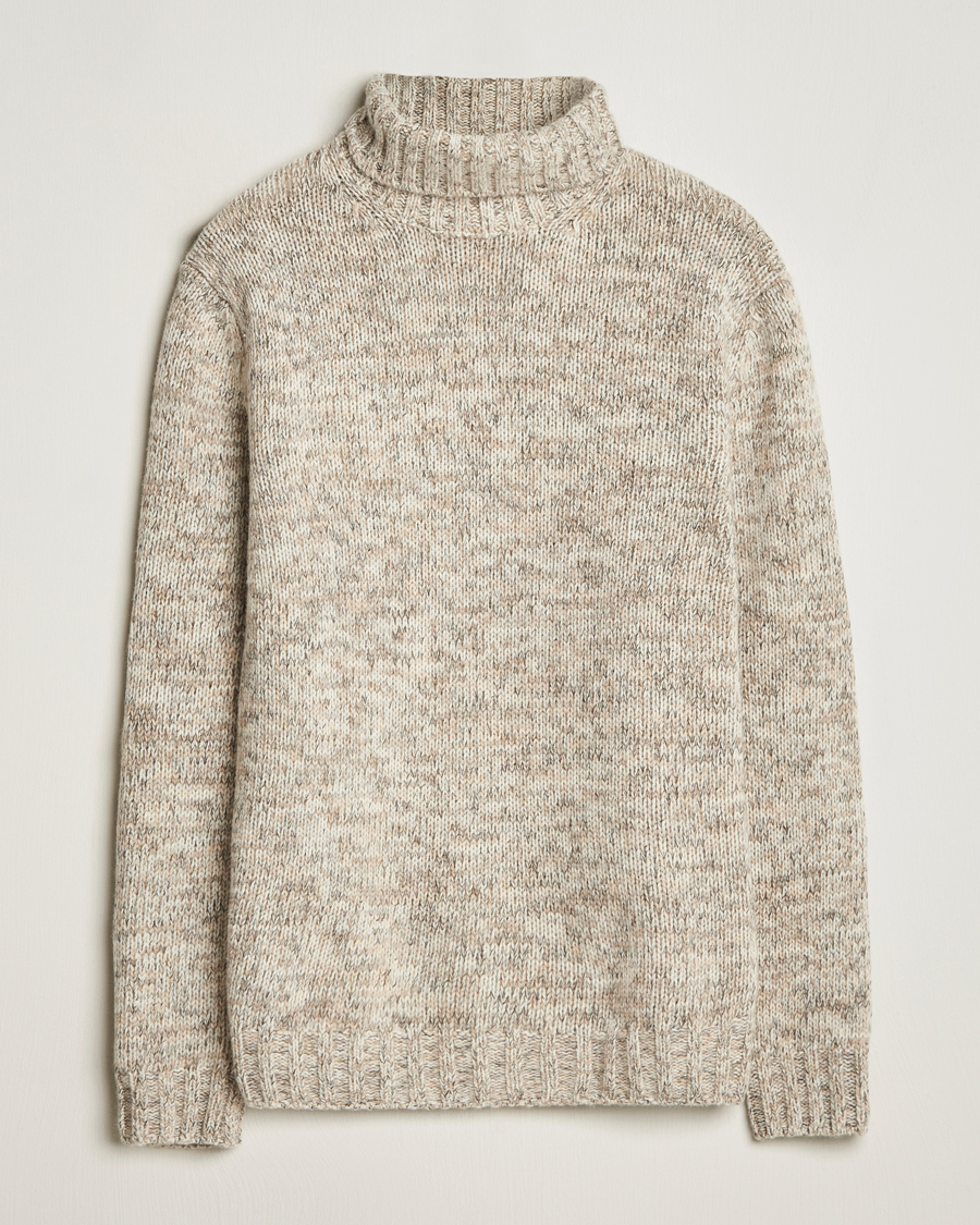 Men | Sweaters & Knitwear | Oscar Jacobson | Mika Heavy Knitted Merino Rollneck Beige