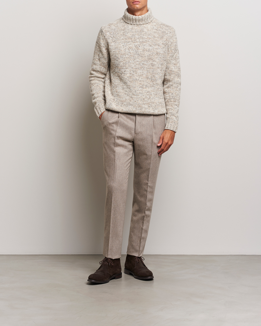 Men | Sweaters & Knitwear | Oscar Jacobson | Mika Heavy Knitted Merino Rollneck Beige