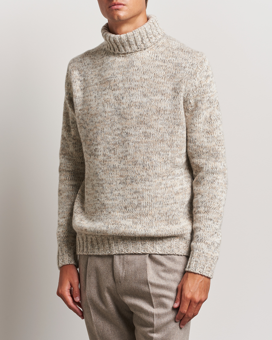 Men | Sweaters & Knitwear | Oscar Jacobson | Mika Heavy Knitted Merino Rollneck Beige
