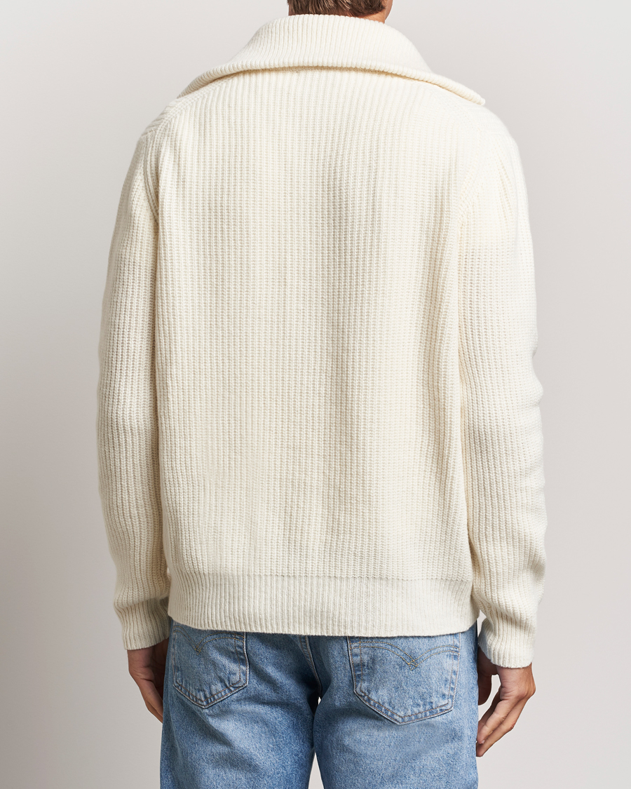 Men | Sweaters & Knitwear | Oscar Jacobson | Mauritz Heavy Knitted Half Zip White