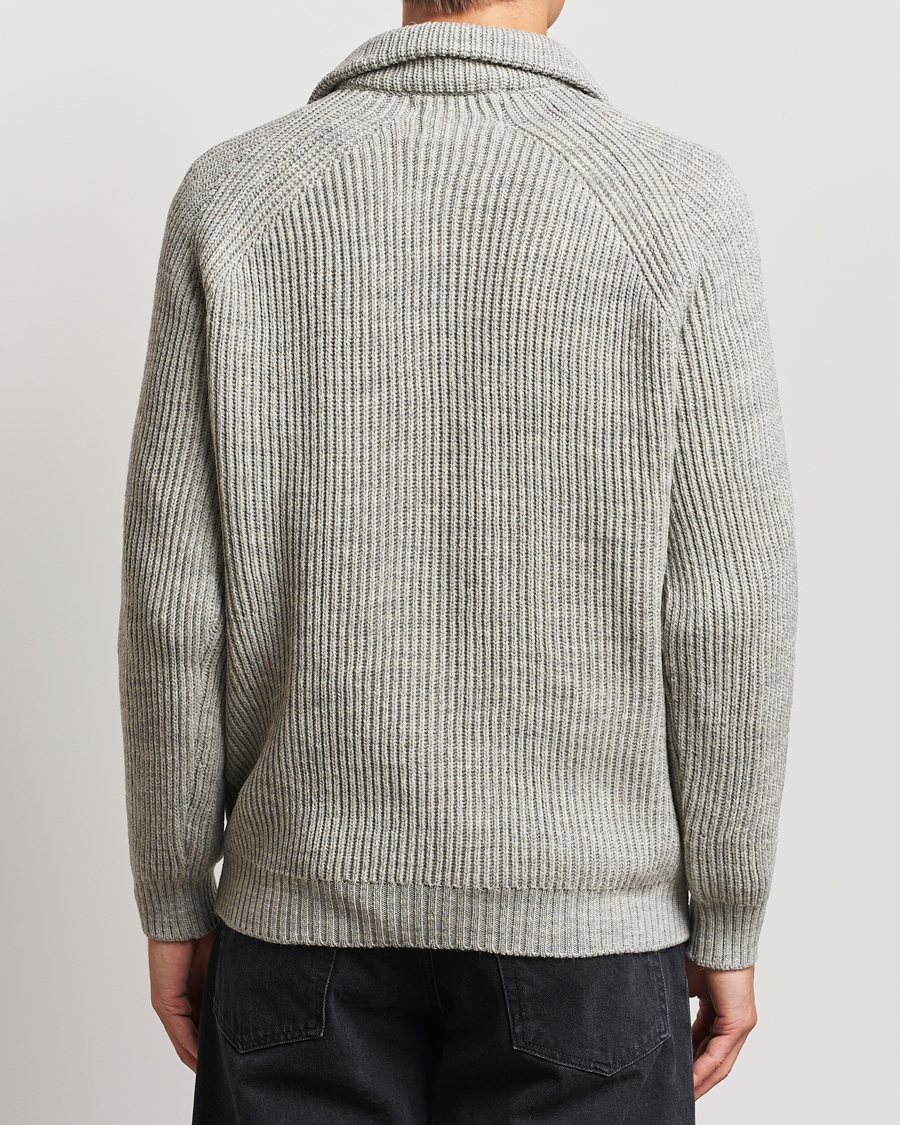 Men | Sweaters & Knitwear | Peregrine | Ford Knitted Wool Half Zip Light Grey