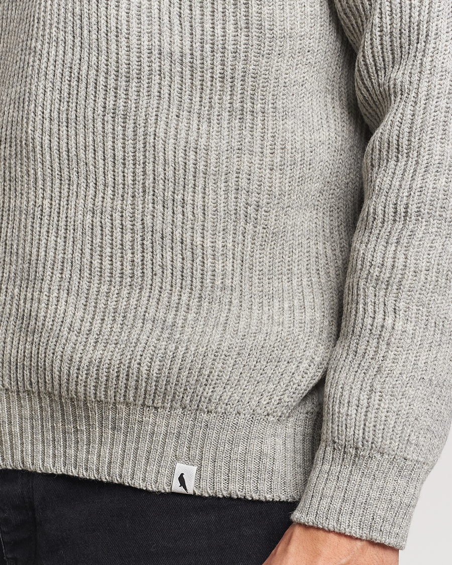 Men | Sweaters & Knitwear | Peregrine | Ford Knitted Wool Half Zip Light Grey