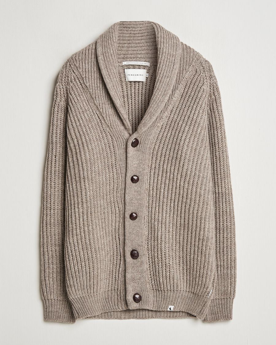 Men | Sweaters & Knitwear | Peregrine | Wilkinson Ribbed Wool Cardigan Light Brown
