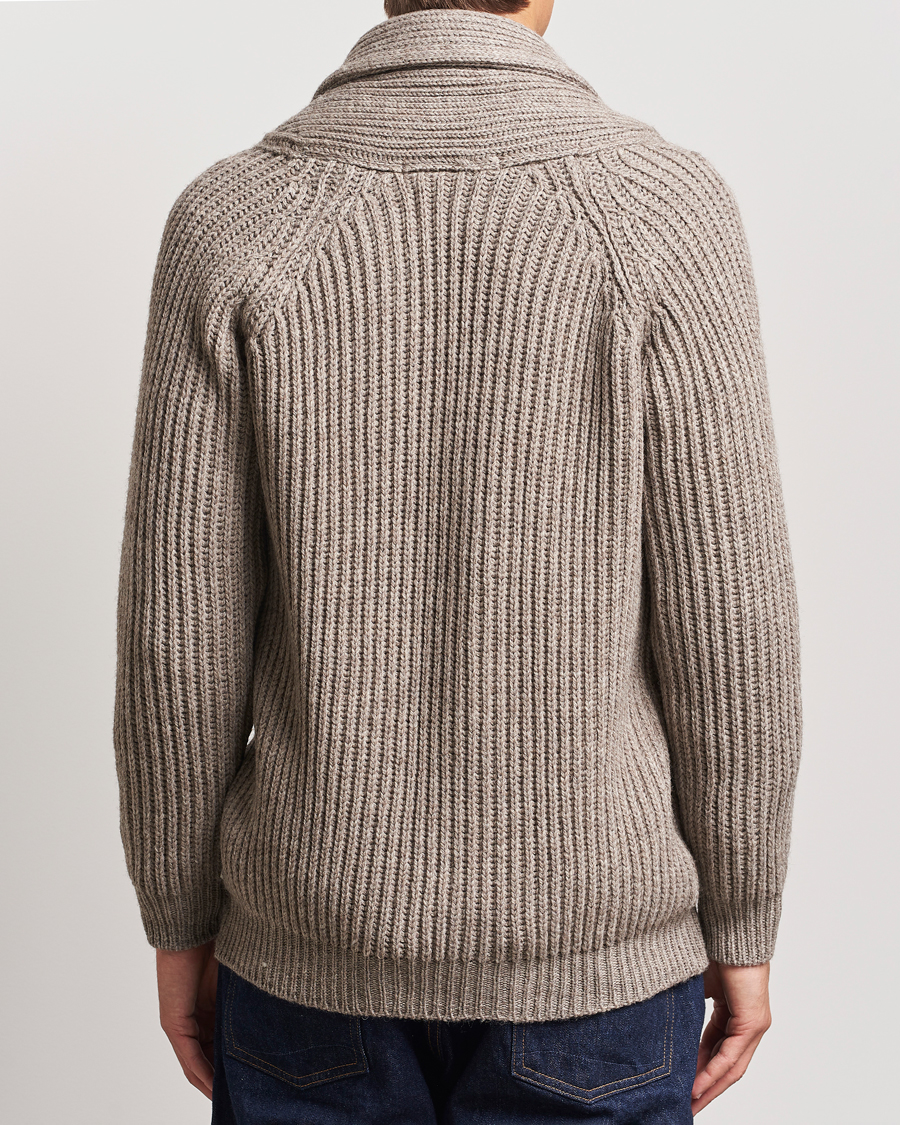 Men | Sweaters & Knitwear | Peregrine | Wilkinson Ribbed Wool Cardigan Light Brown