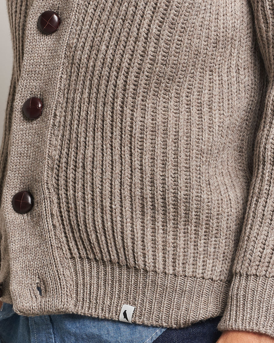 Men | Sweaters & Knitwear | Peregrine | Wilkinson Ribbed Wool Cardigan Light Brown