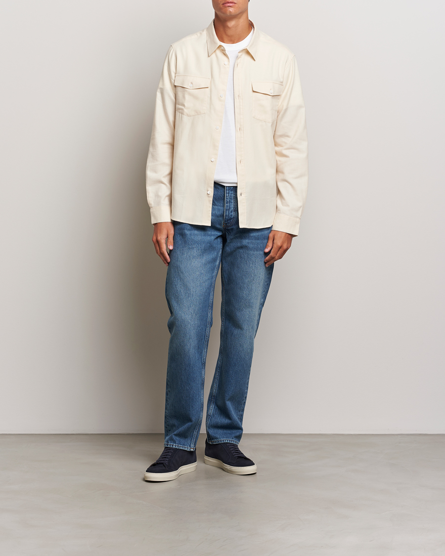 Men | Shirts | FRAME | Double Pocket Wool Blend Shirt Off White