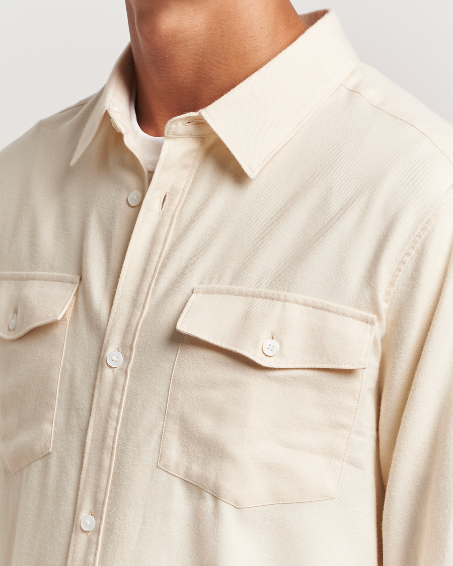 Men | Shirts | FRAME | Double Pocket Wool Blend Shirt Off White