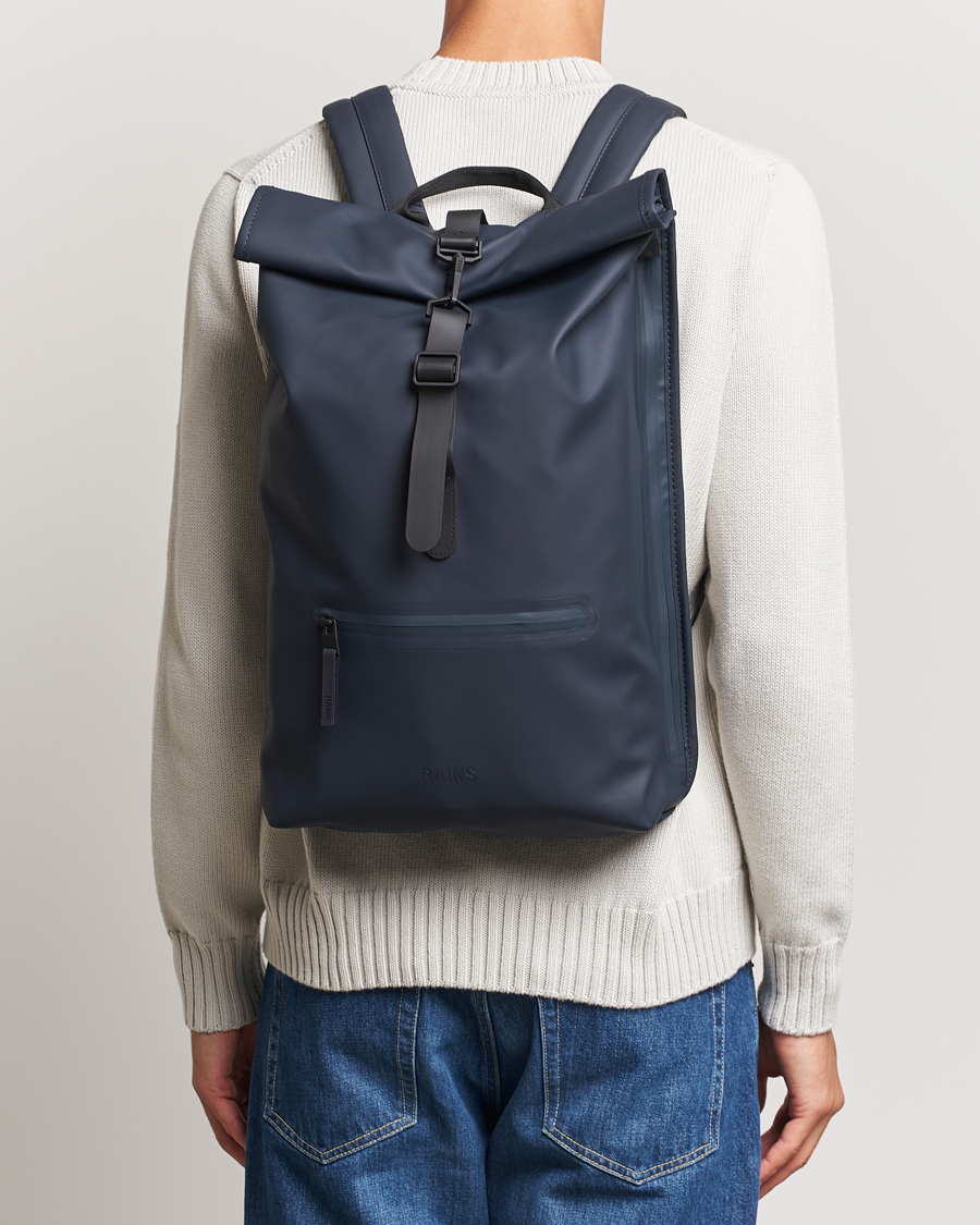 Men | Bags | RAINS | Rolltop Rucksack Navy