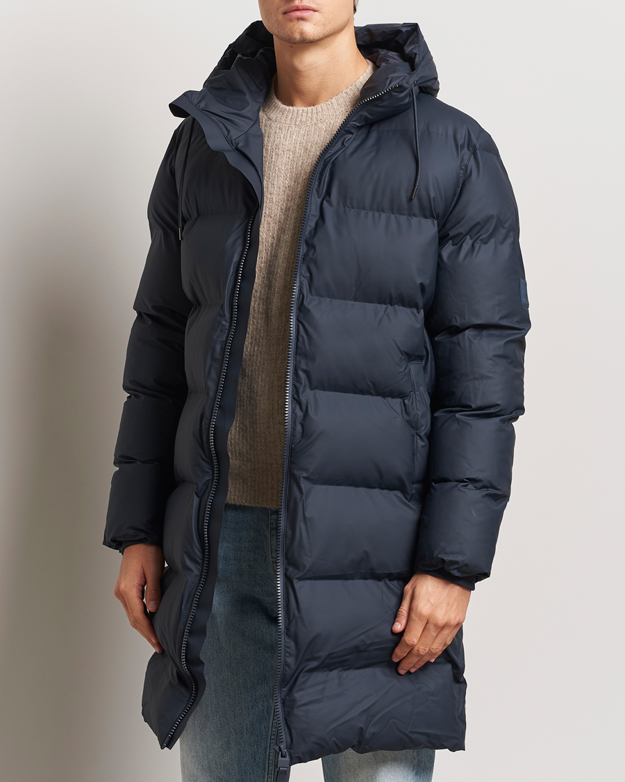 Men | Coats & Jackets | RAINS | Alta Long Puffer Parka Navy