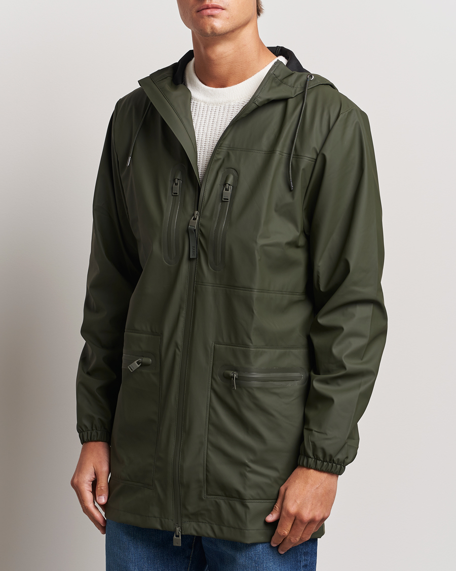 Men | Coats & Jackets | RAINS | Cargo Long Jacket Green