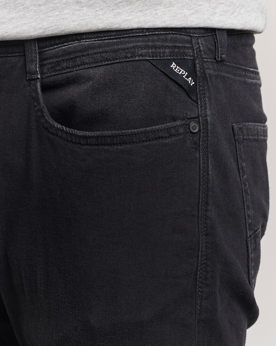 Men | Jeans | Replay | Rocco Tapered Stretch Jeans Washed Black