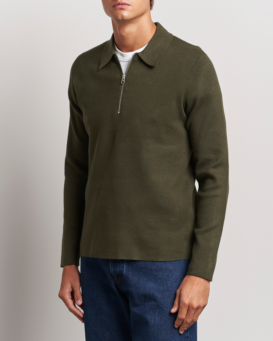 Men | Sweaters & Knitwear | Samsøe Samsøe | Guna Half Zip Forest Night