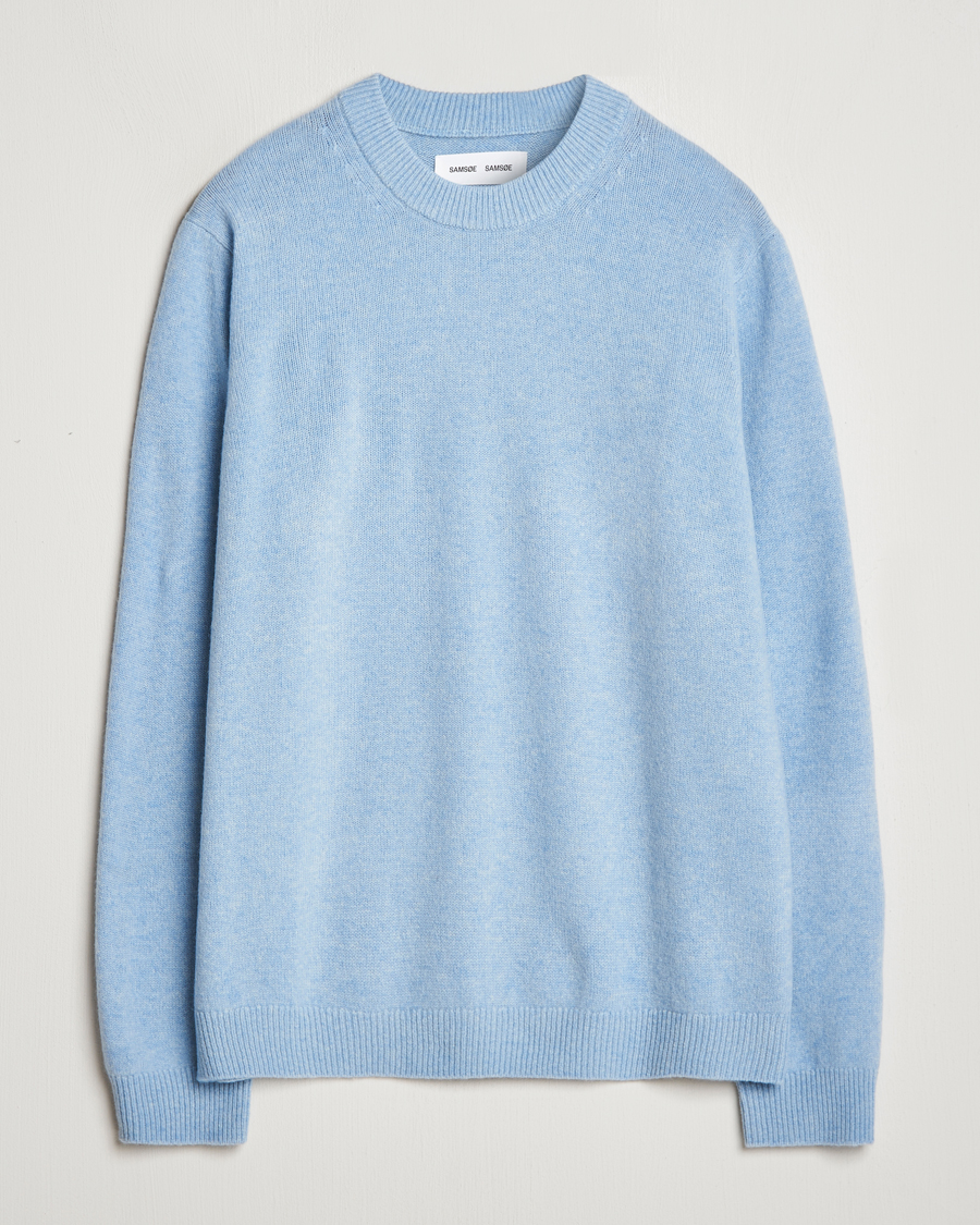 Men | Sweaters & Knitwear | Samsøe Samsøe | Isak Knitted Crew Neck Subdued Blue