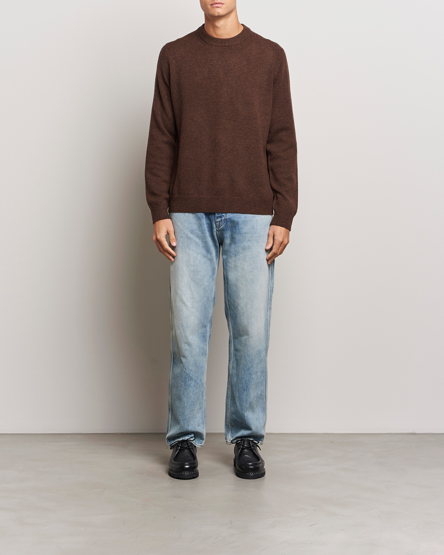 Men | Sweaters & Knitwear | Samsøe Samsøe | Isak Knitted Crew Neck Chocolate Brown