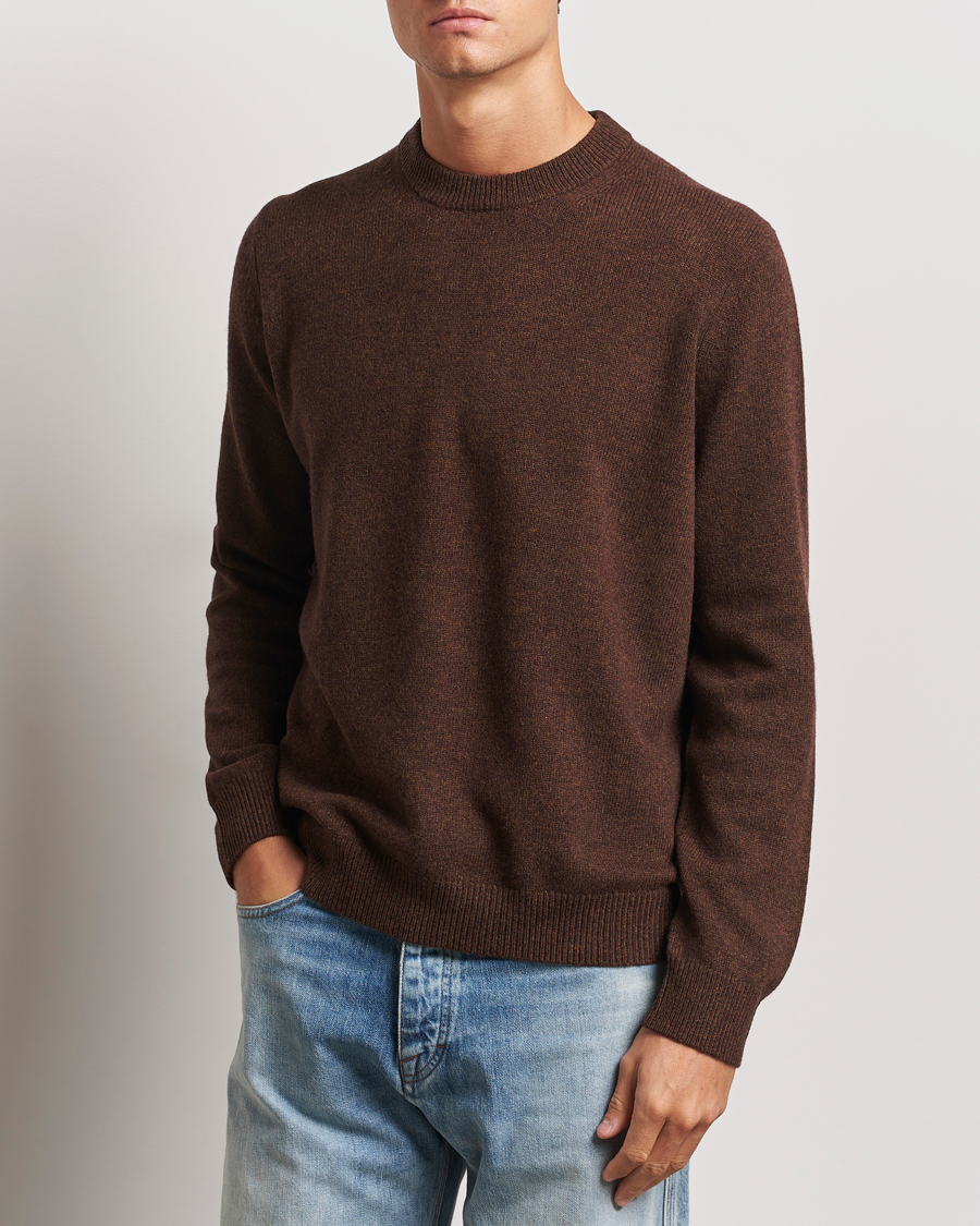 Men | Sweaters & Knitwear | Samsøe Samsøe | Isak Knitted Crew Neck Chocolate Brown