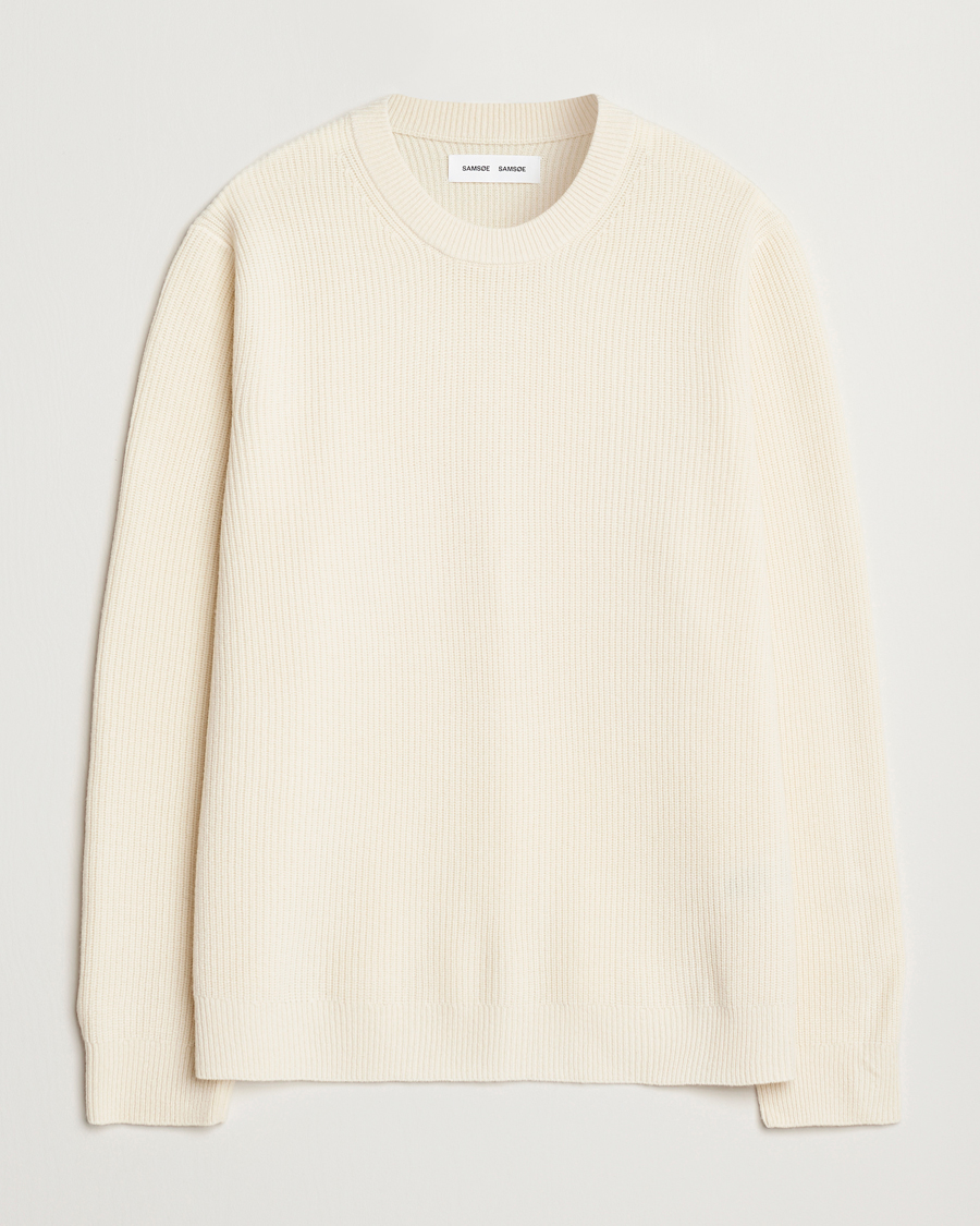 Men | Sweaters & Knitwear | Samsøe Samsøe | Isaks Knitted Crew Neck Clear Cream