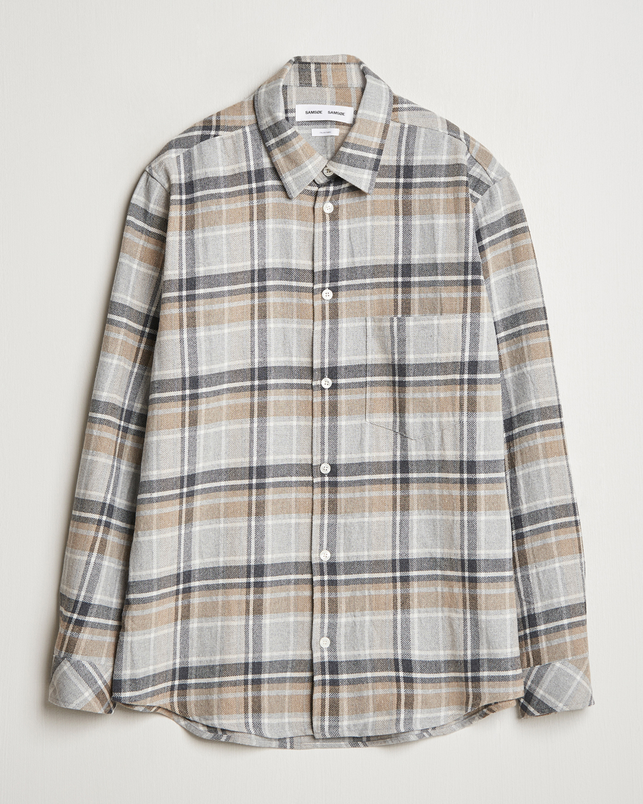 Men | Shirts | Samsøe Samsøe | Damon Checked Shirt Beige/Grey